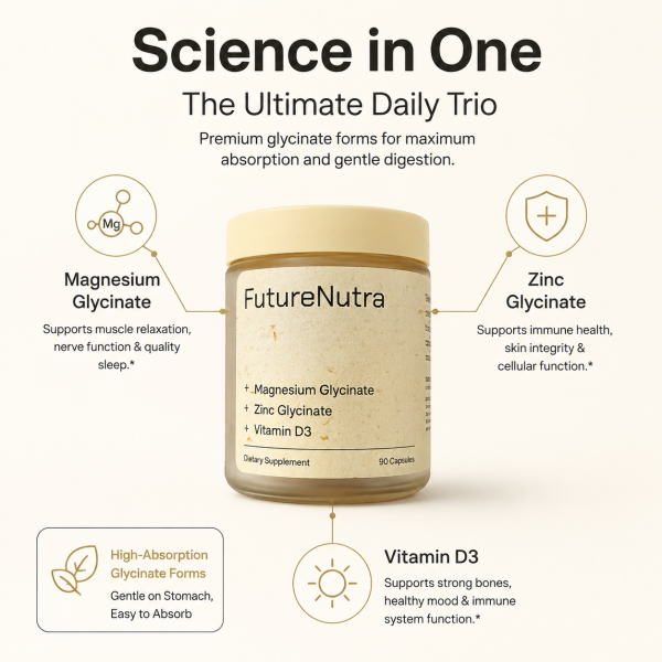 Magnesium glycinate + Zinc glycinate + Vitamin D3 capsules