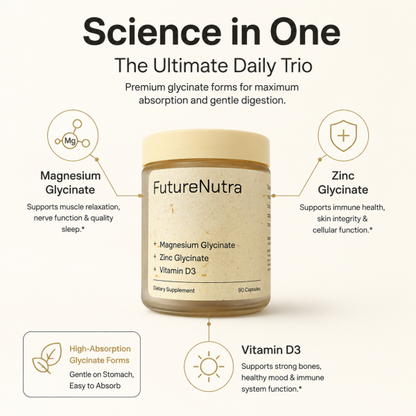 Magnesium glycinate + Zinc glycinate + Vitamin D3 capsules